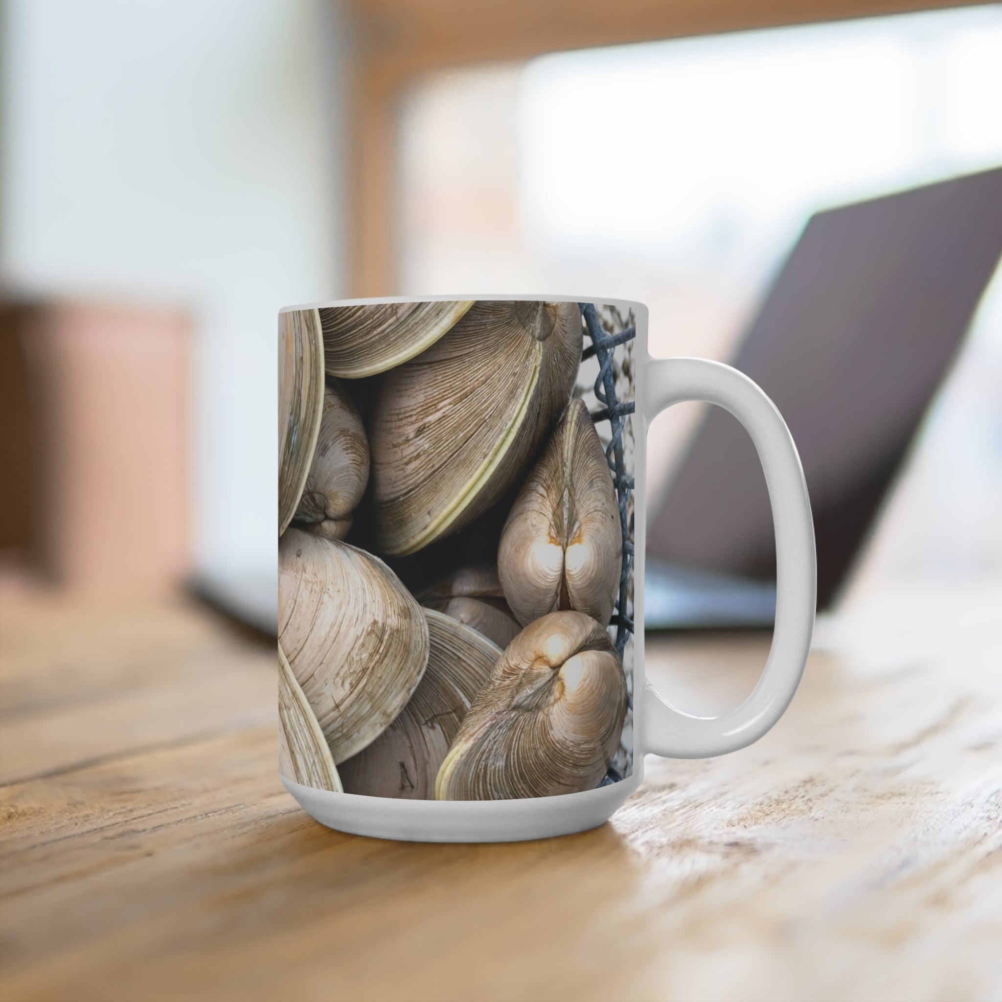 Coastal Clams and Quahogs 15oz Mug - Perfect for Shellfish Lovers