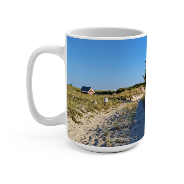 Sandy Neck Lighthouse Trail 15oz Ceramic Mug — Coastal Photo Coffee Cup