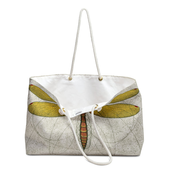 Dragonfly Weekender Tote Bag, Eastern Amberwing Odonata, Vintage-Style Bag