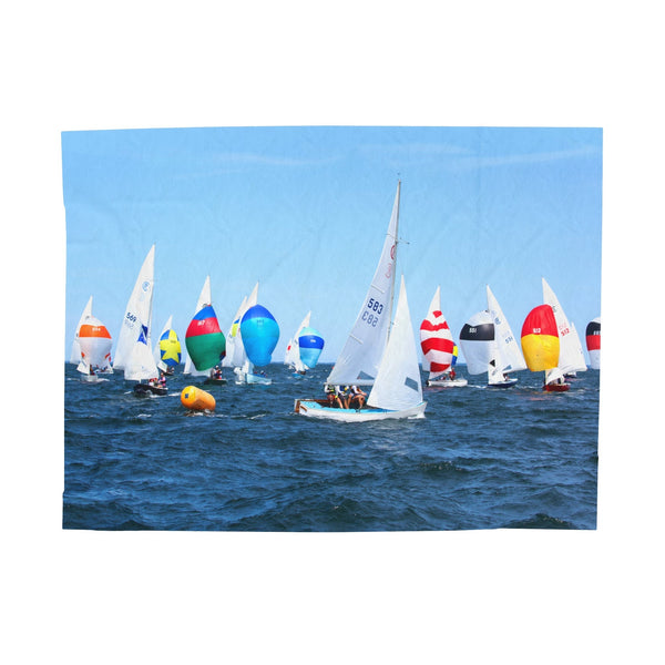 Cape Cod Sailboat Race Velveteen Plush Blanket