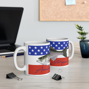 Striped Bass Patriotic Fishing Coffee Mug 11oz