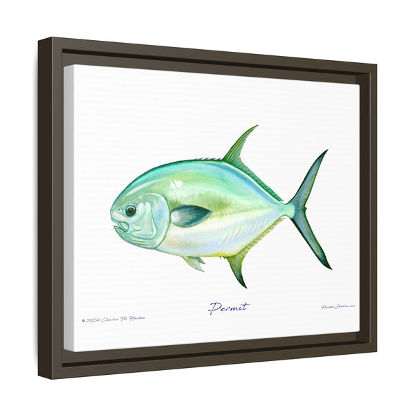 Framed Permit Canvas Fish Fishing Wall Art Print