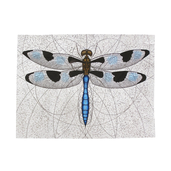 Blue Twelve Spotted Skimmer Dragonfly Velveteen Plush Blanket