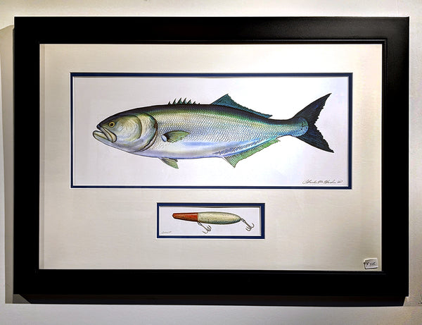 Bluefish Art Print with Vintage Fishing Plug