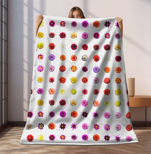 Dahlia Flower Arrangement Velveteen Plush Blanket