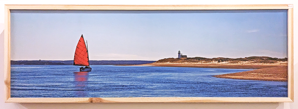 Sandy Neck Catboat with Red Sail