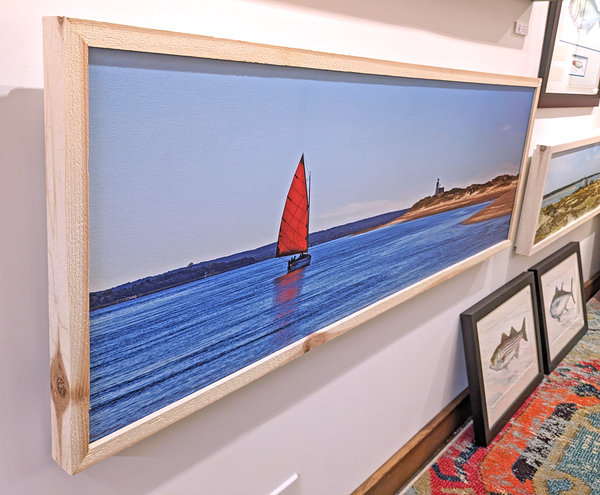 Sandy Neck Catboat with Red Sail