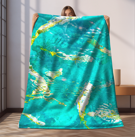 Key West Tropical Reef Fish Velveteen Plush Blanket Looe Key Tropical Colors