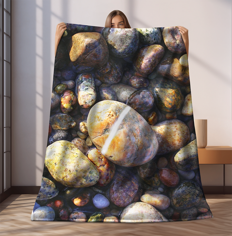 Lucky Ringer Beach Stones Velveteen Plush Blanket