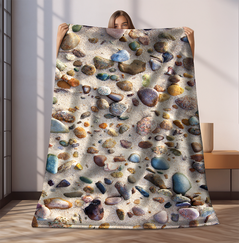 Sandy Neck Beach Stones Velveteen Plush Blanket