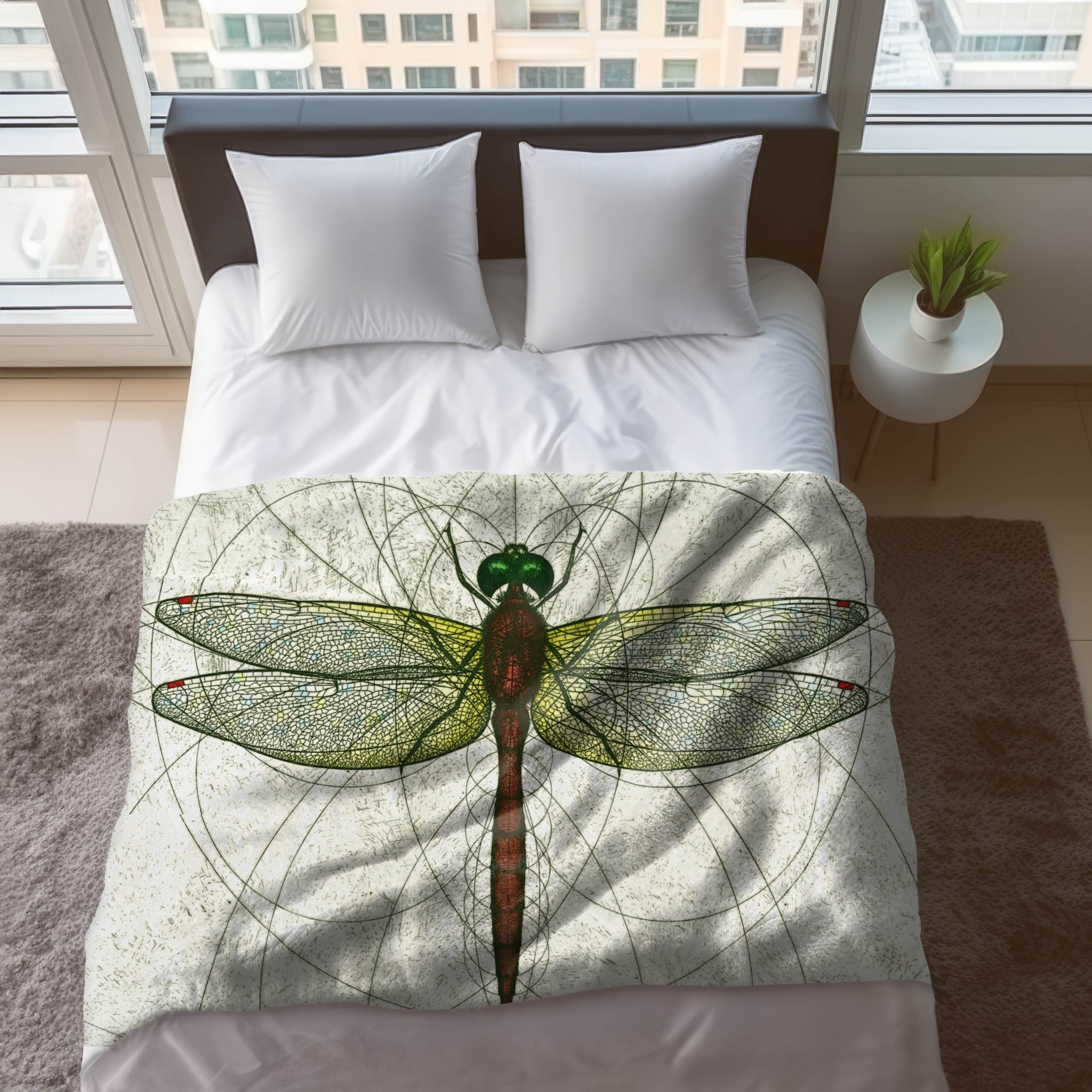 Ruby Meadowhawk Dragonfly Velveteen Plush Blanket