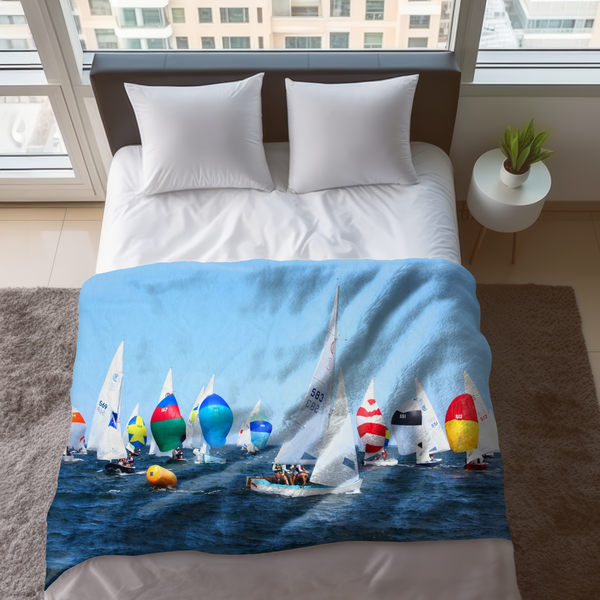 Cape Cod Sailboat Race Velveteen Plush Blanket